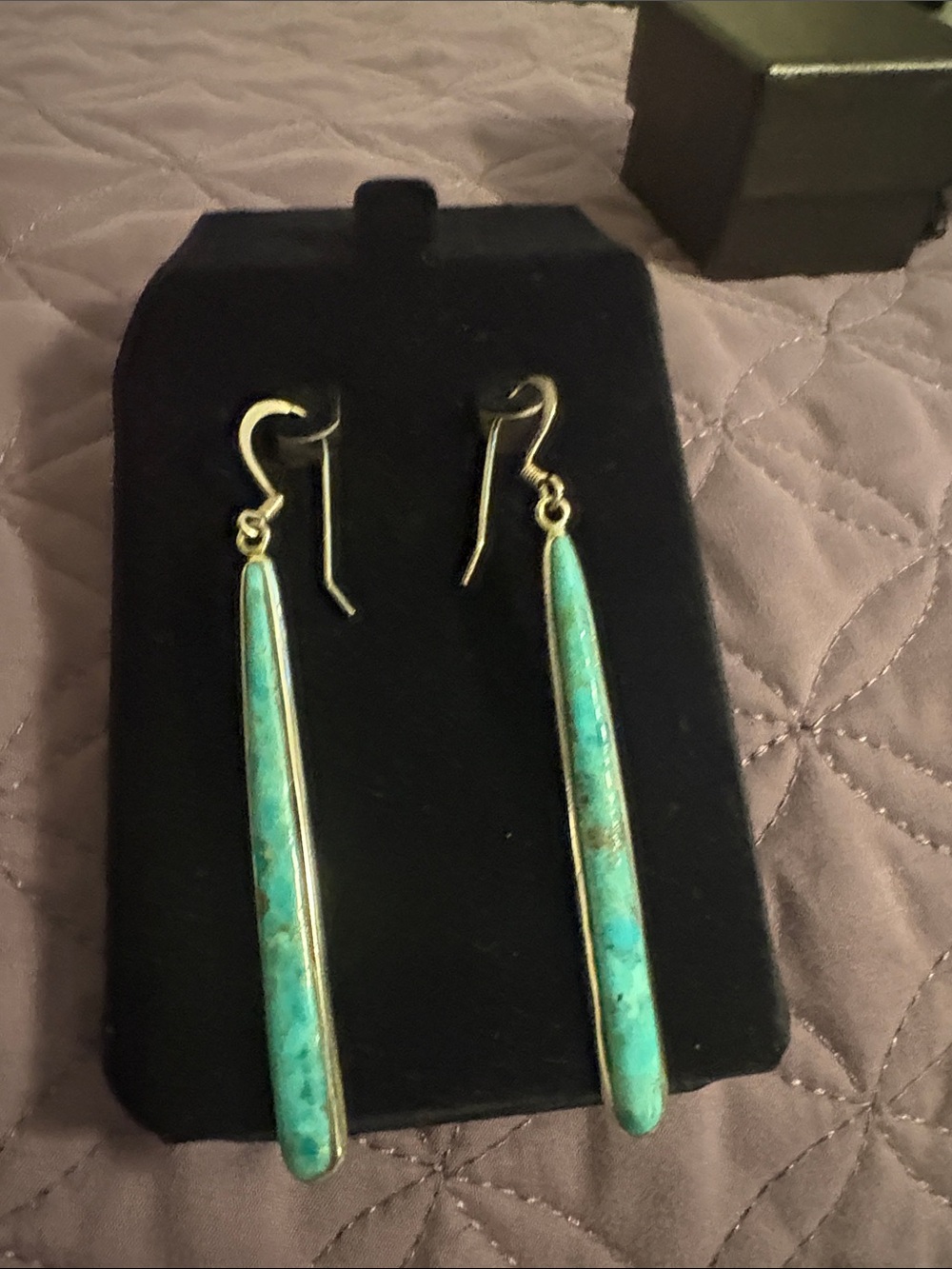 Turquoise Drop Bar Earrings -